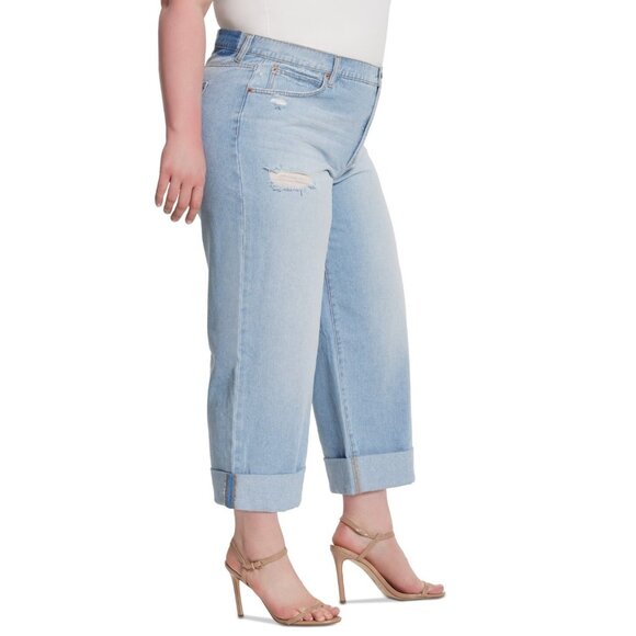Jessica Simpson Trendy Wide-Leg Boyfriend Jeans BLUE Plus Size 18W MSRP $70 - Picture 2 of 3